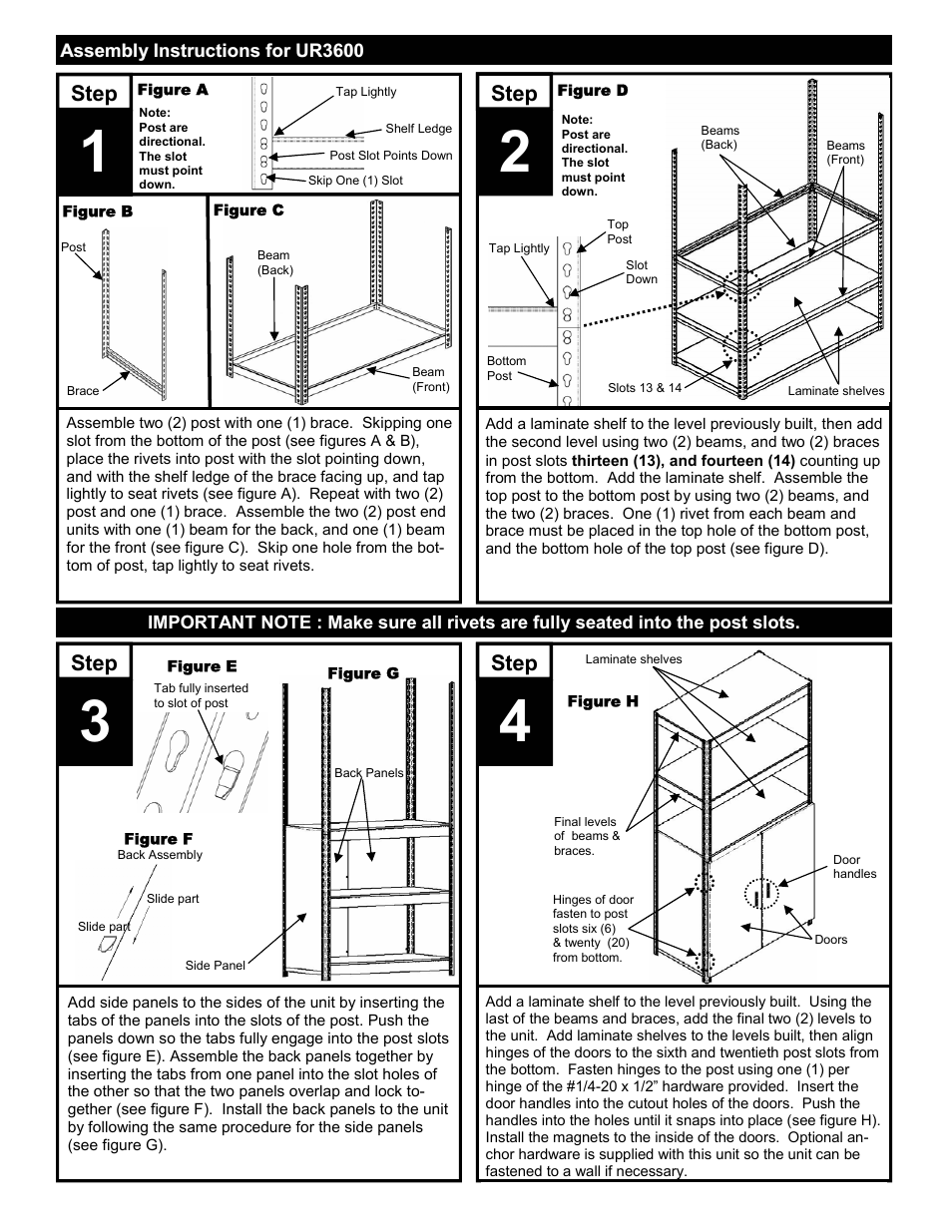 Step | Edsal UR3600 User Manual | Page 2 / 2