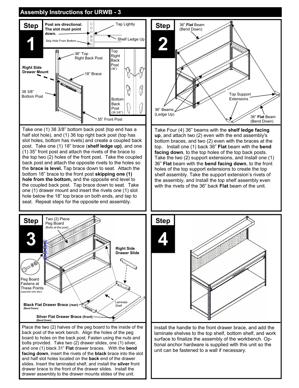 Step | Edsal URWB-3 User Manual | Page 2 / 2
