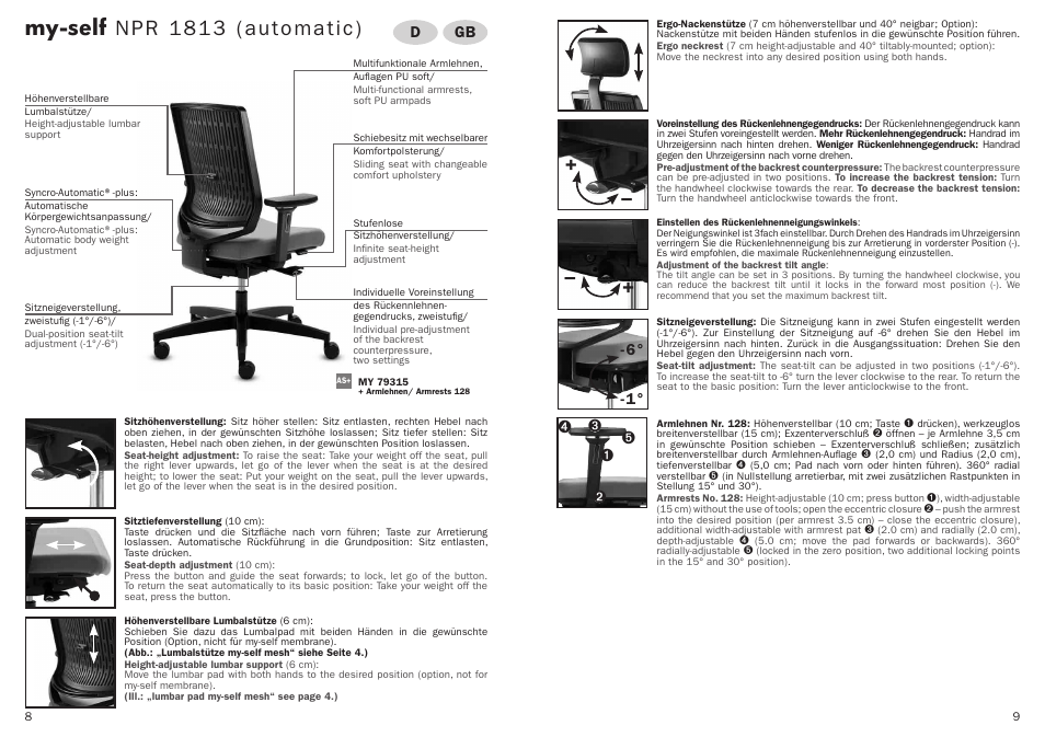 My-self npr 1813 (automatic), Gb d | Trendoffice my-self User Manual | Page 5 / 21