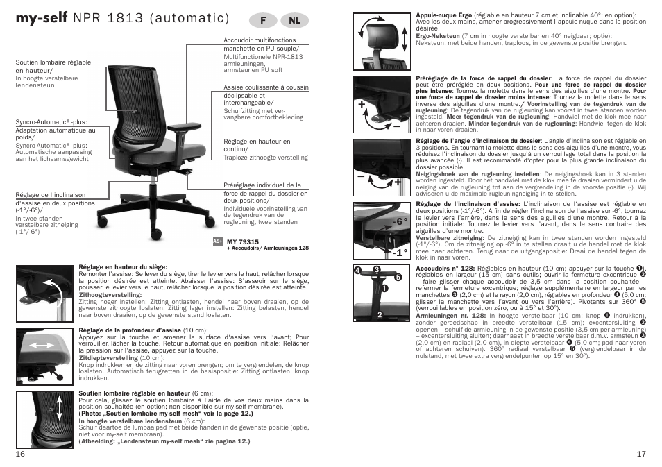 My-self npr 1813 (automatic), Nl f | Trendoffice my-self User Manual | Page 9 / 21