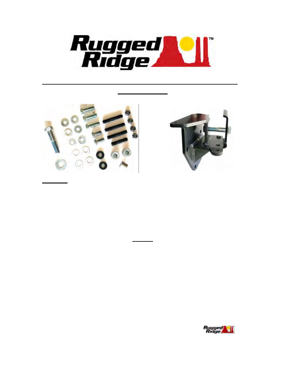 Rugged Ridge HD Steering Box Mount, 76-86 Jeep CJ Models User Manual | 4 pages