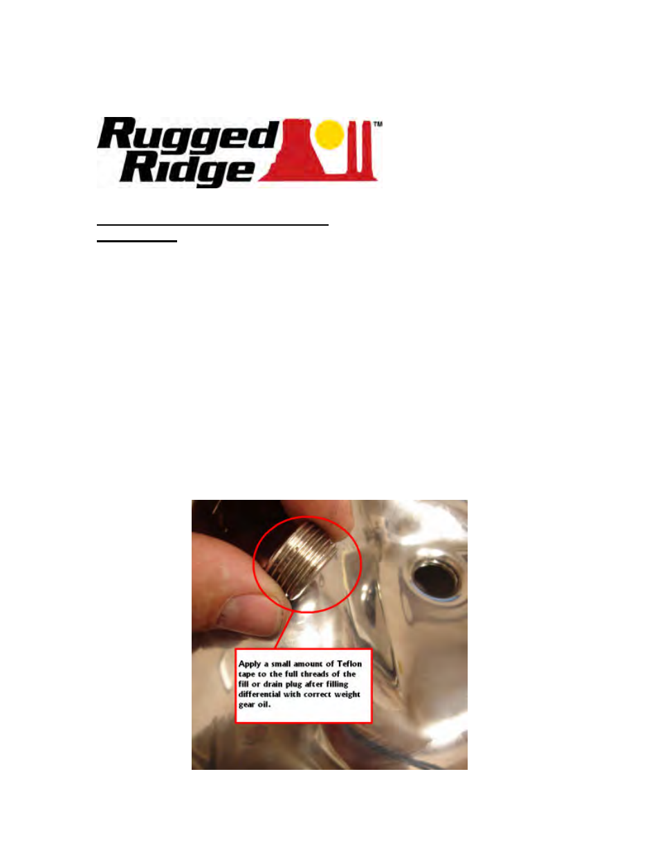 Rugged Ridge AMC20 Heavy Duty Differential Cover User Manual | 1 page