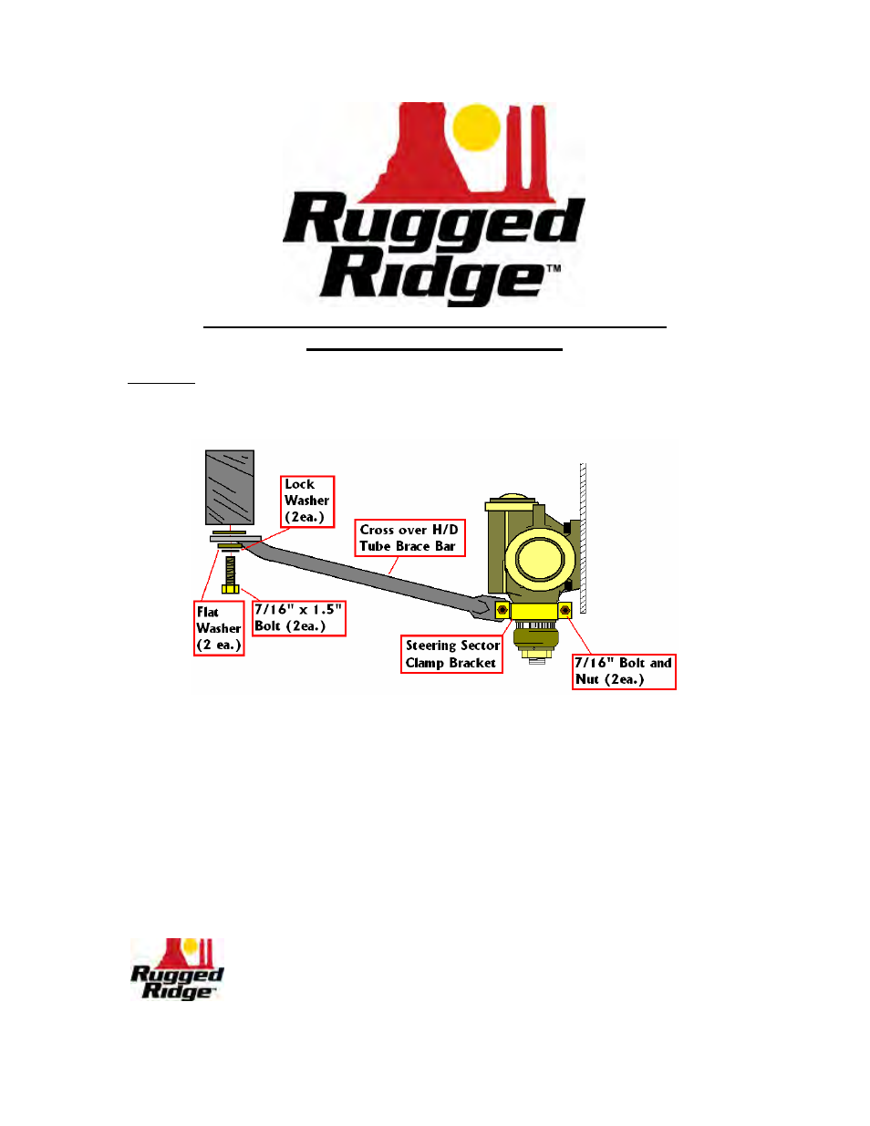 Rugged Ridge Heavy Duty Steering Box Brace, 76-86 Jeep CJ Models User Manual | 3 pages