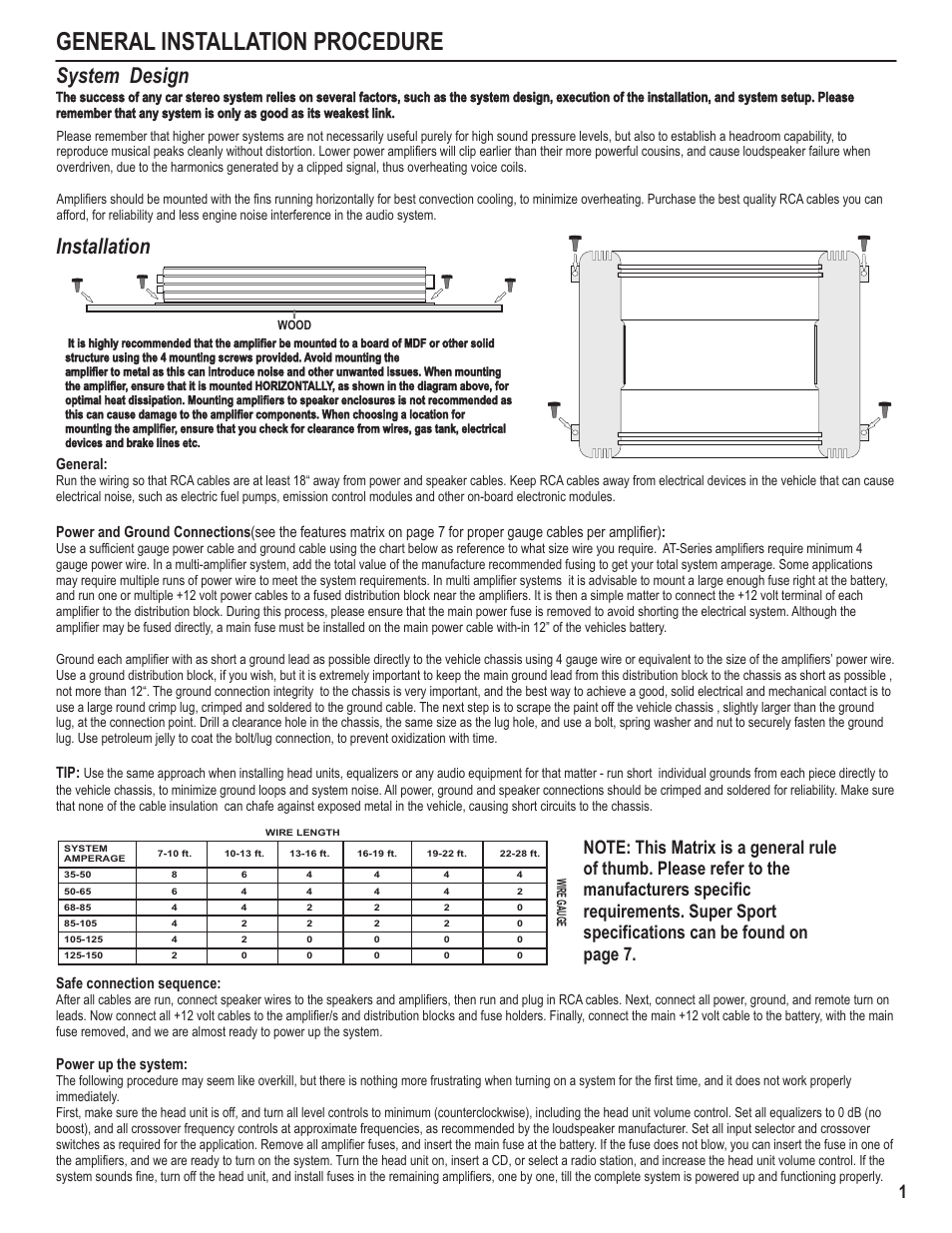 General installation procedure, System design installation | AutoTek Super Sport AT1000 User Manual | Page 3 / 13