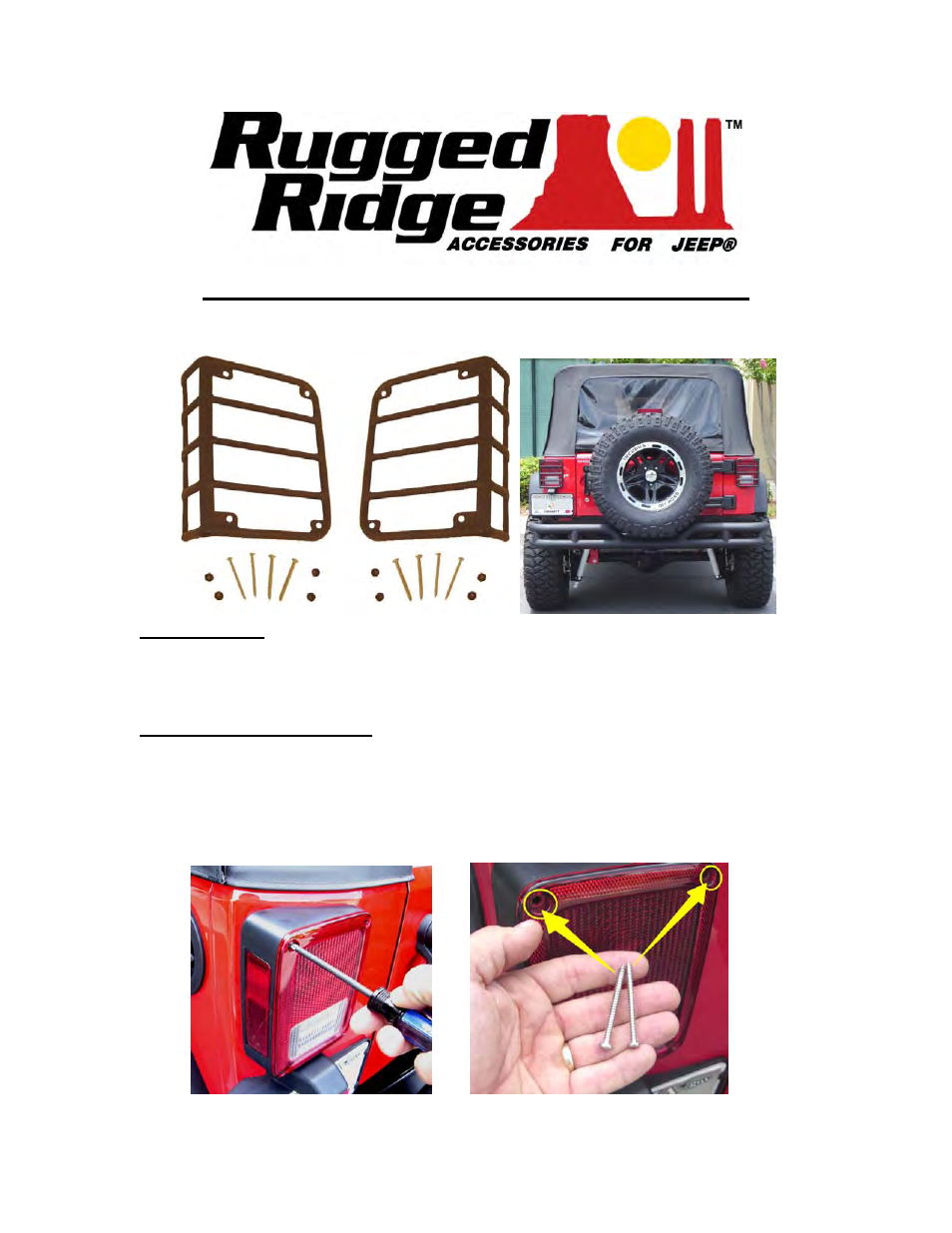 Rugged Ridge Tail Light Euro Guards, Black, 07-14 Jeep Wrangler User Manual | 3 pages