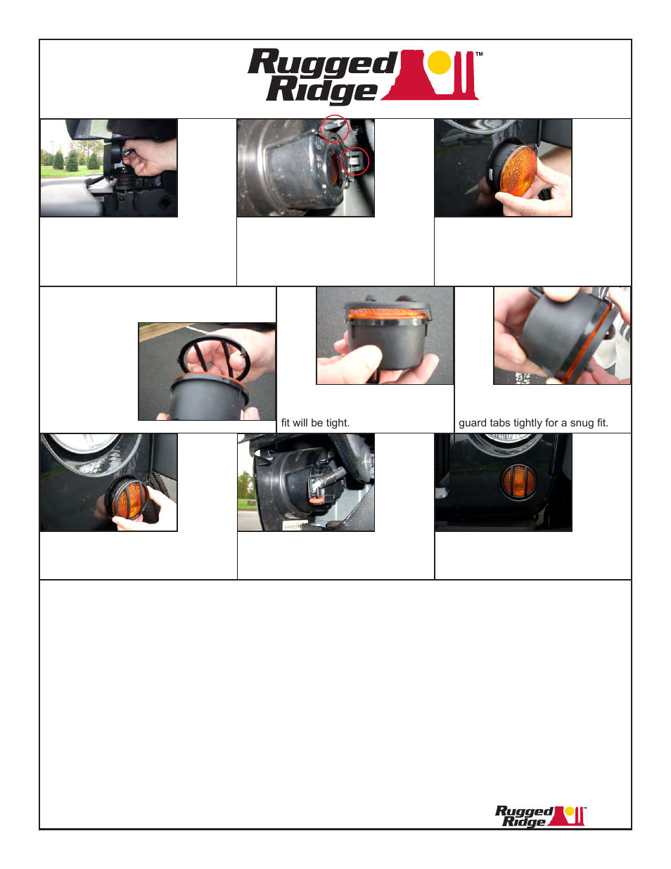 Rugged Ridge Euro Style Turn Signal & Side Marker Guard,07-14 Jeep Wrangler (JK) User Manual | 3 pages