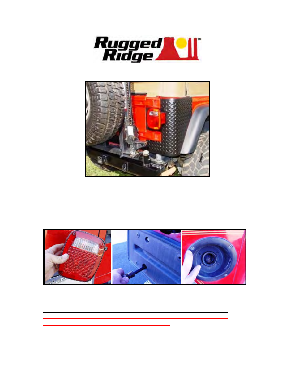 Rugged Ridge Rear Corner Guards, Body Armor, 97-06 Jeep Wrangler User Manual | 2 pages