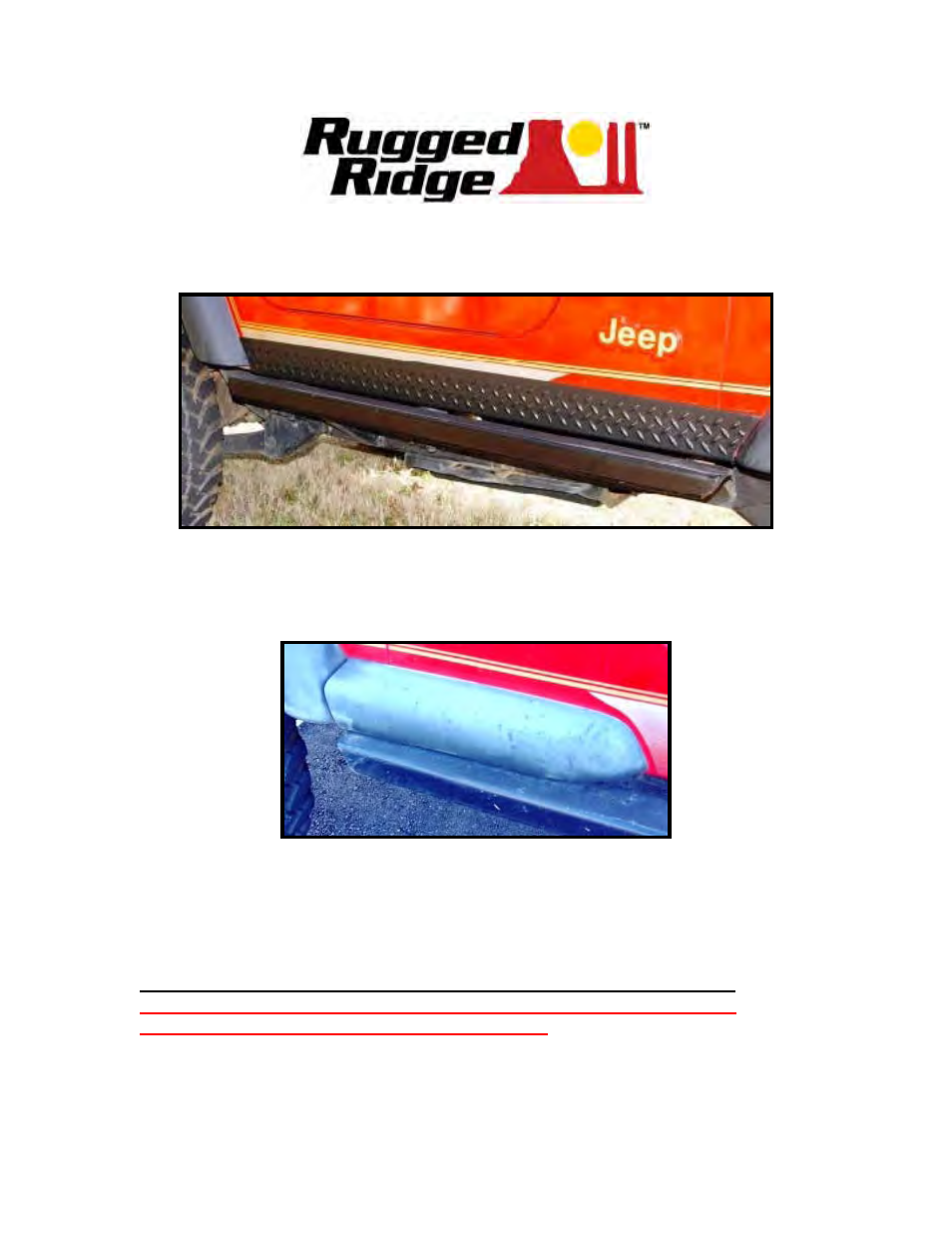 Rugged Ridge Rocker Side Panels, Body Armor, 97-06 Jeep Wrangler (TJ) User Manual | 2 pages