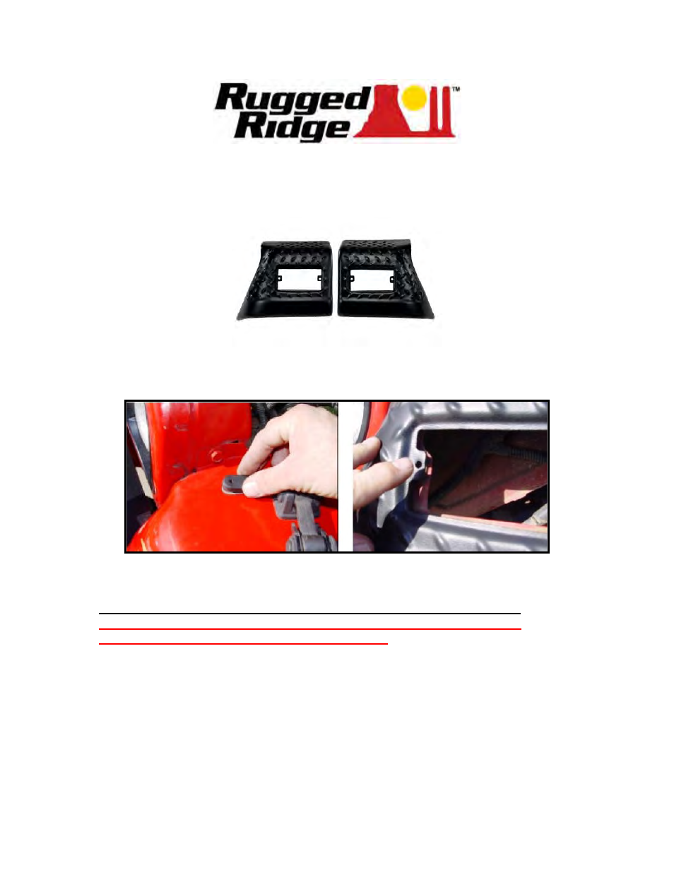 Rugged Ridge Front Fender Guards, Body Armor, 97-06 Jeep Wrangler User Manual | 2 pages