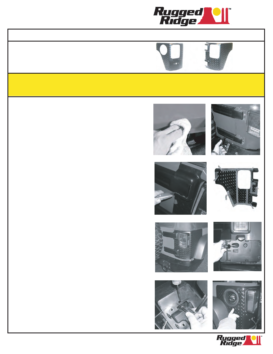 Rugged Ridge Corner Guards, Body Armor, 07-14 Jeep 4-Door Wrangler (JK) User Manual | 2 pages