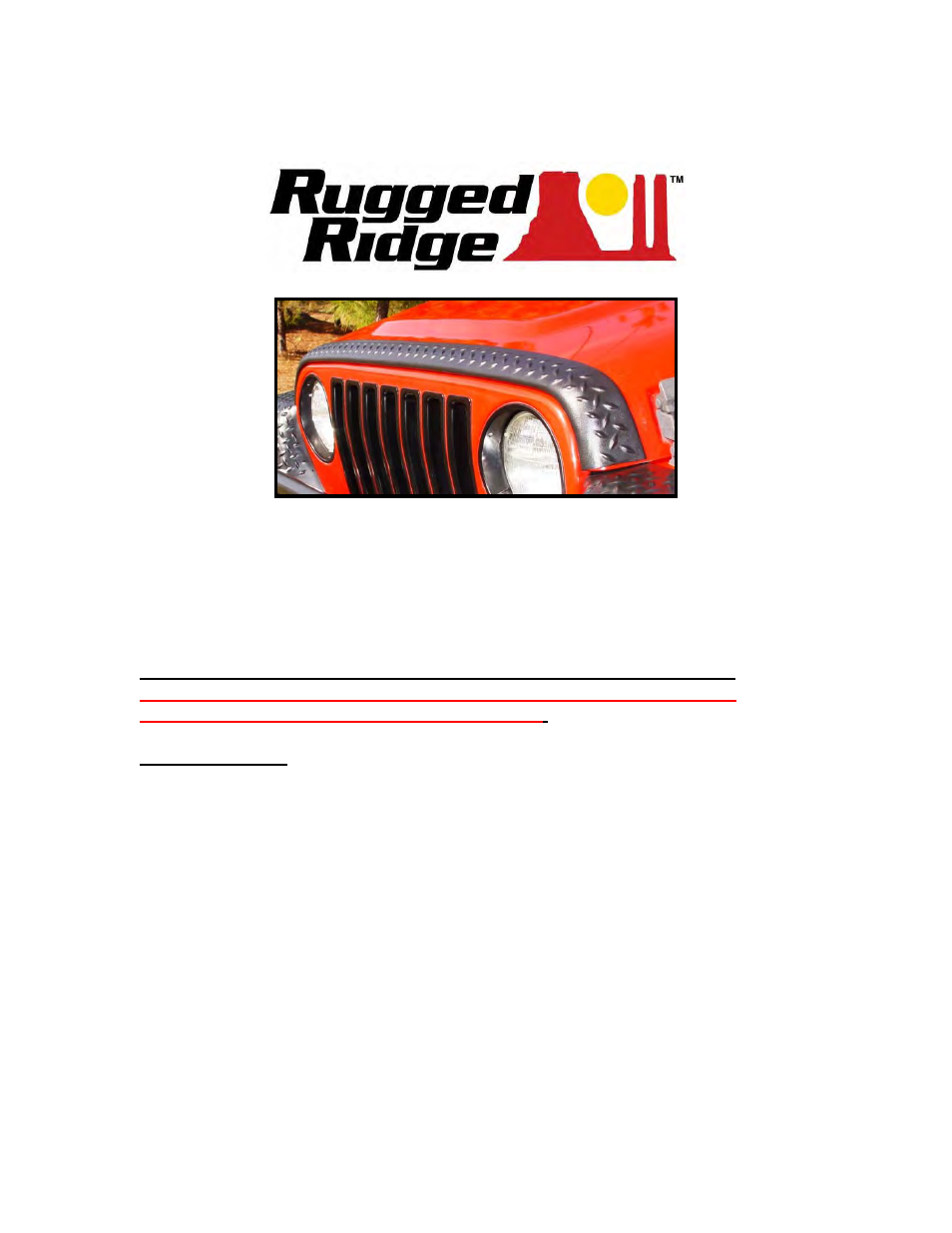 Installation instructions | Rugged Ridge 6-Piece Body Armor Kit, 97-06 Jeep Wrangler (TJ) User Manual | Page 2 / 10