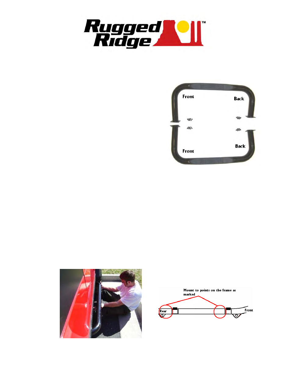 Rugged Ridge 3-Inch Round Tube Side Steps, Black, 87-95 Jeep Wrangler (YJ) User Manual | 2 pages