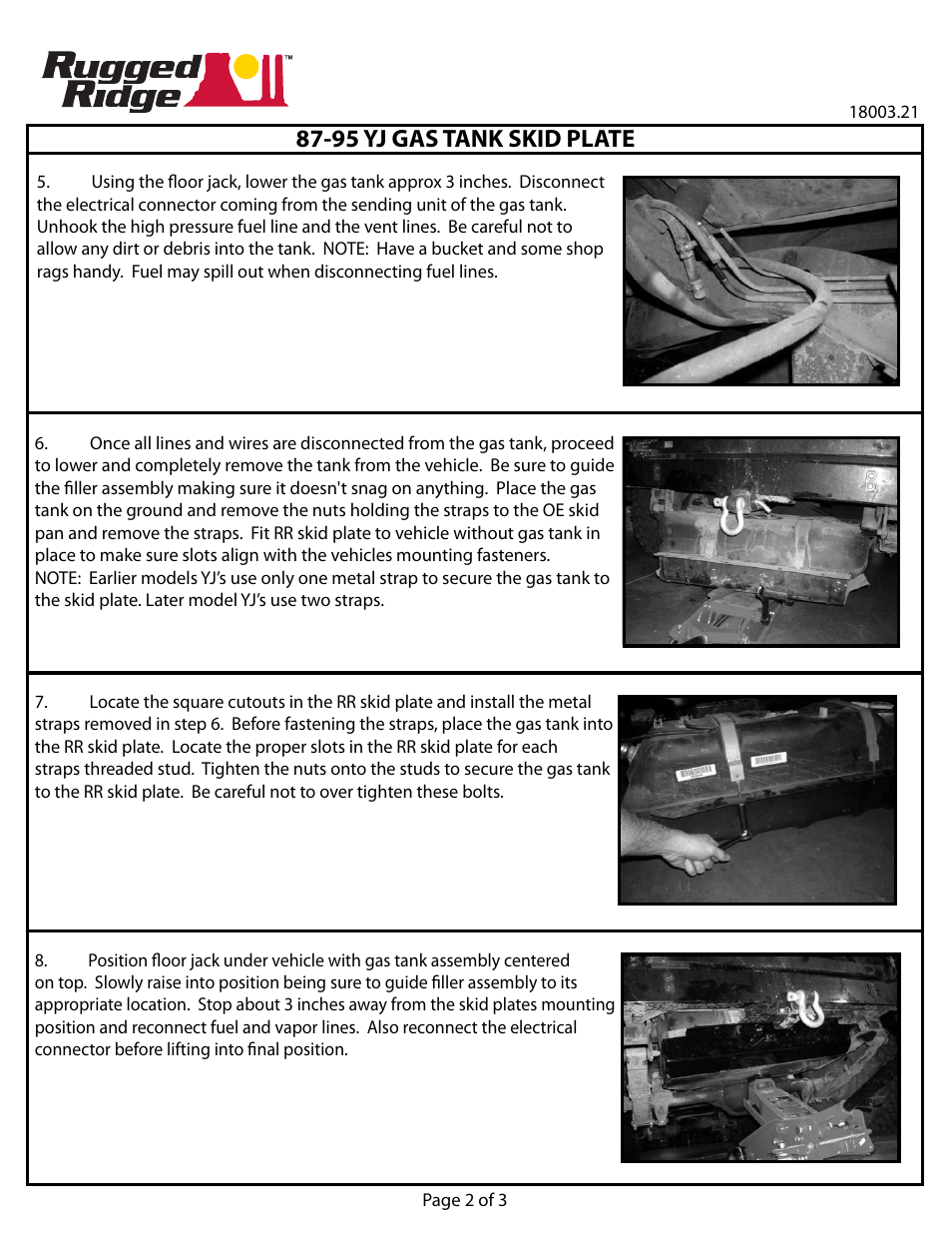 95 yj gas tank skid plate | Rugged Ridge Gas Tank Skid Plate, 87-95 Jeep Wrangler (YJ) User Manual | Page 2 / 3