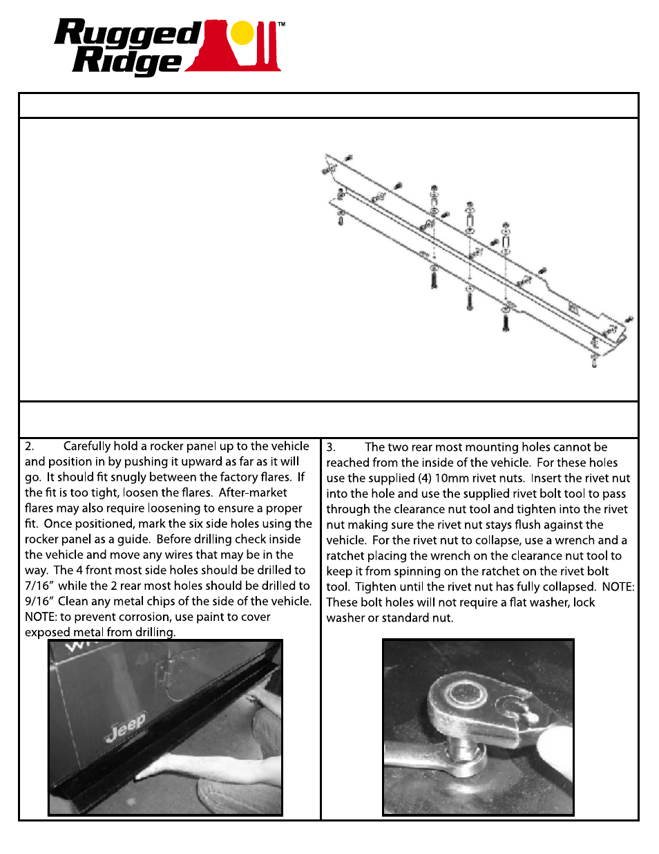 Rugged Ridge Heavy Duty Side Rocker Guards, 04-06 Jeep Wrangler Unlimited (LJ) User Manual | 2 pages