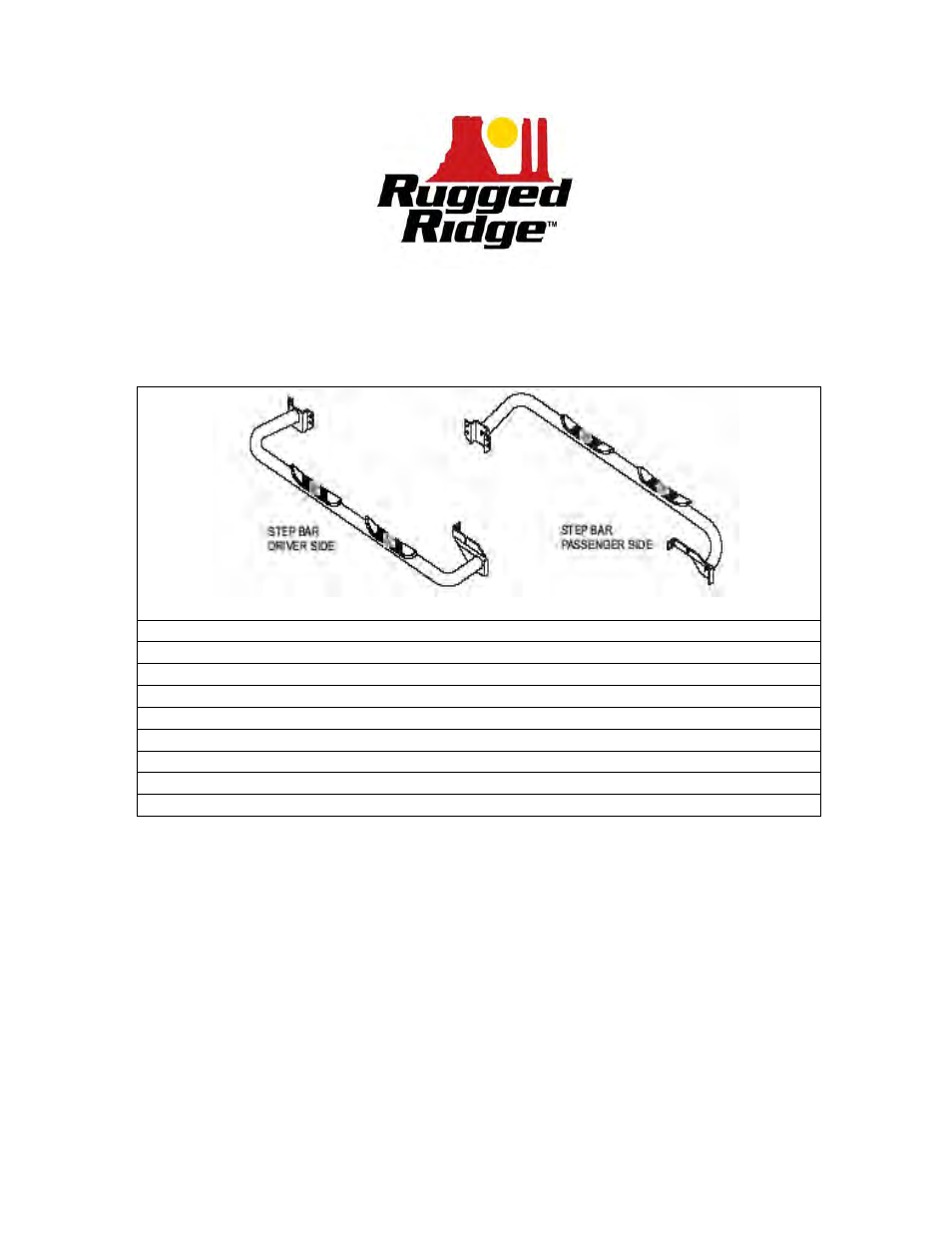Rugged Ridge 3-Inch Round Tube Side Steps, Black, 84-01 Jeep Cherokee (XJ) User Manual | 3 pages