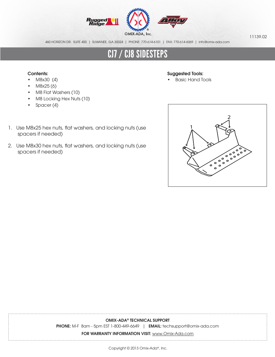 Rugged Ridge Side Steps, Pair, Semi Gloss Black 76-86 Jeep CJ User Manual | 1 page