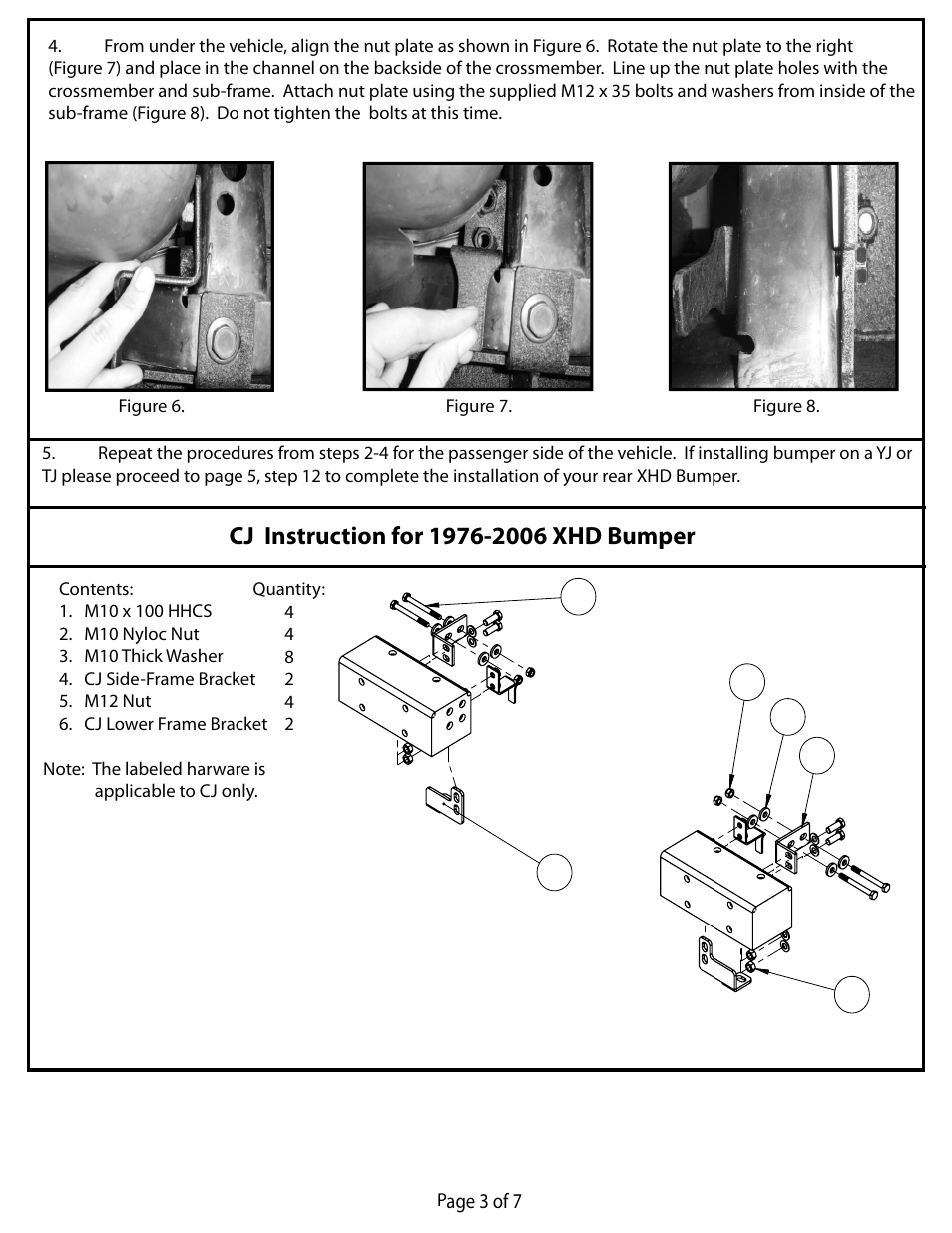 Rugged Ridge XHD Rear Bumper, 76-06 Jeep CJ & Wrangler User Manual | Page 3 / 7