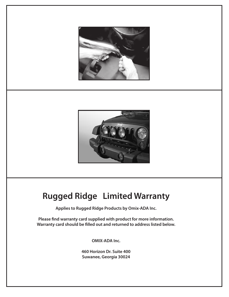 Rugged ridge limited warranty | Rugged Ridge Bumper Mounted Light Bar, Textured Black, 07-14 Jeep Wrangler (JK) User Manual | Page 2 / 2