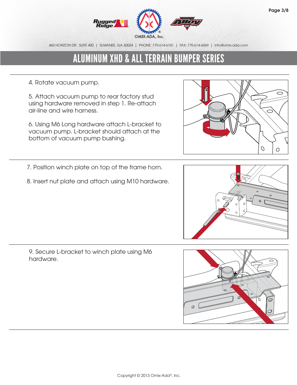 Aluminum xhd & all terrain bumper series | Rugged Ridge XHD Aluminum Front Bumper, Non-Winch Mount User Manual | Page 3 / 8