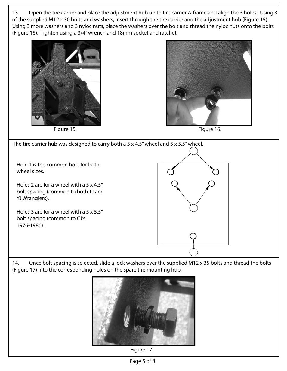 Page 5 of 8 | Rugged Ridge Tire Carrier, XHD Rear Bumper, 76-06 Jeep CJ & Wrangler User Manual | Page 5 / 8