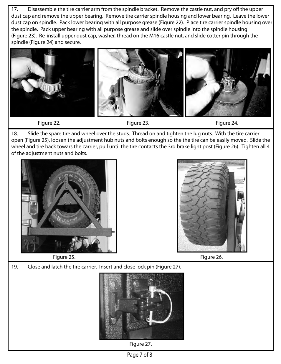 Rugged Ridge Tire Carrier, XHD Rear Bumper, 76-06 Jeep CJ & Wrangler User Manual | Page 7 / 8