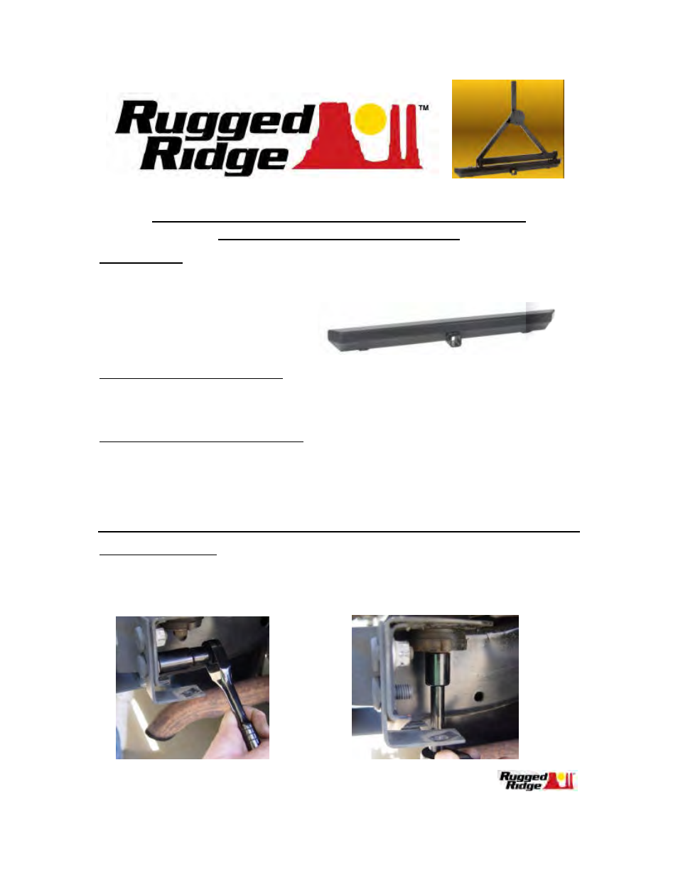 Rugged Ridge Rock Crawler Rear Bumper, Hitch & Tire Carrier, 87-06 Jeep Wrangler User Manual | 4 pages