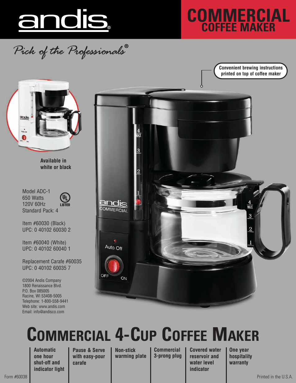 Andis Company 60030 User Manual | 1 page