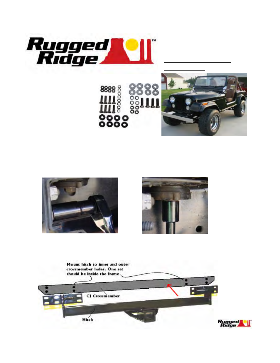 Rugged Ridge Hitch For Rear Tube Bumper, 55-86 Jeep CJ Models User Manual | 2 pages