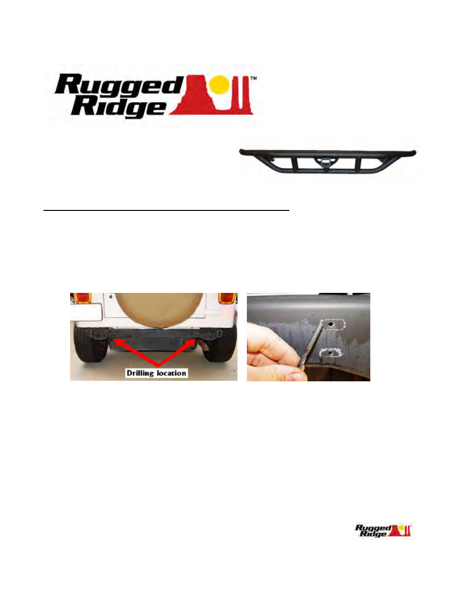 Rugged Ridge RRC Rear Bumper, 2-Inch Receiver Hitch, 87-06 Jeep Wrangler User Manual | 2 pages