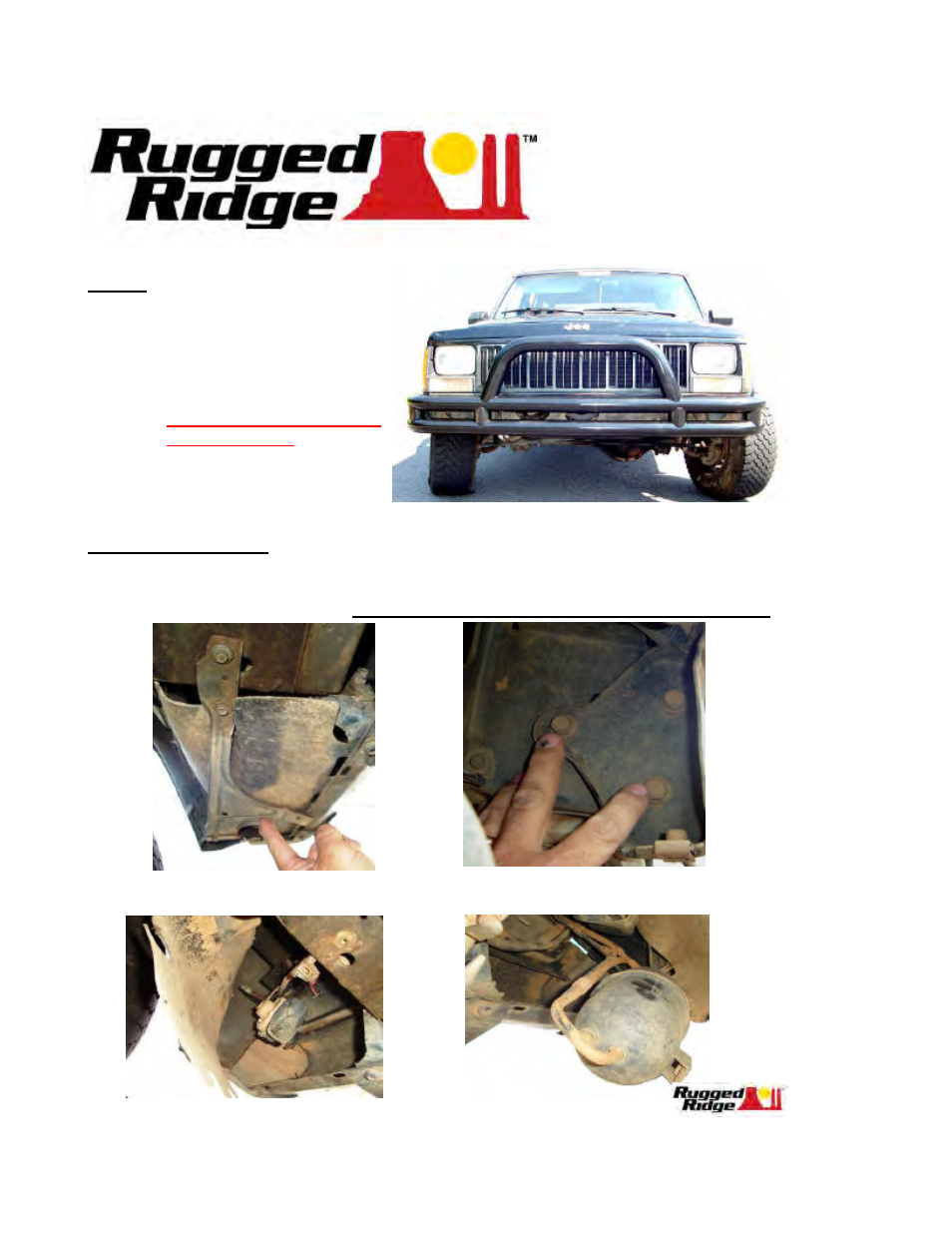 Rugged Ridge 3-Inch Double Tube Front Bumper, 84-96 Jeep Cherokee (XJ) User Manual | 4 pages