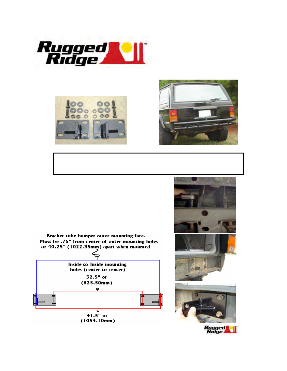 Rugged Ridge 3-Inch Double Tube Rear Bumper, 84-96 Jeep Cherokee (XJ) User Manual | 2 pages