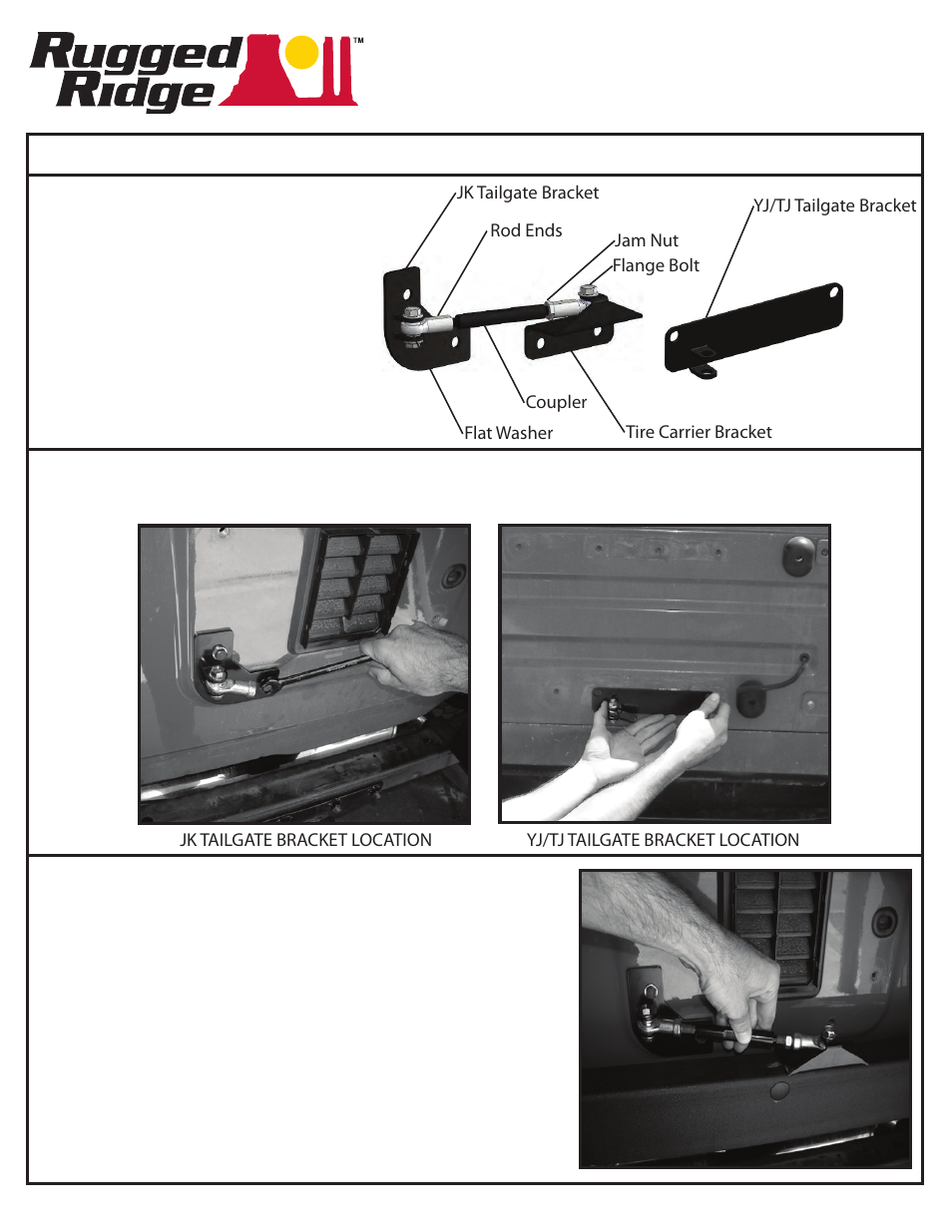 Rugged Ridge Tire Carrier Linkage, 87-06 Jeep Wrangler User Manual | 3 pages