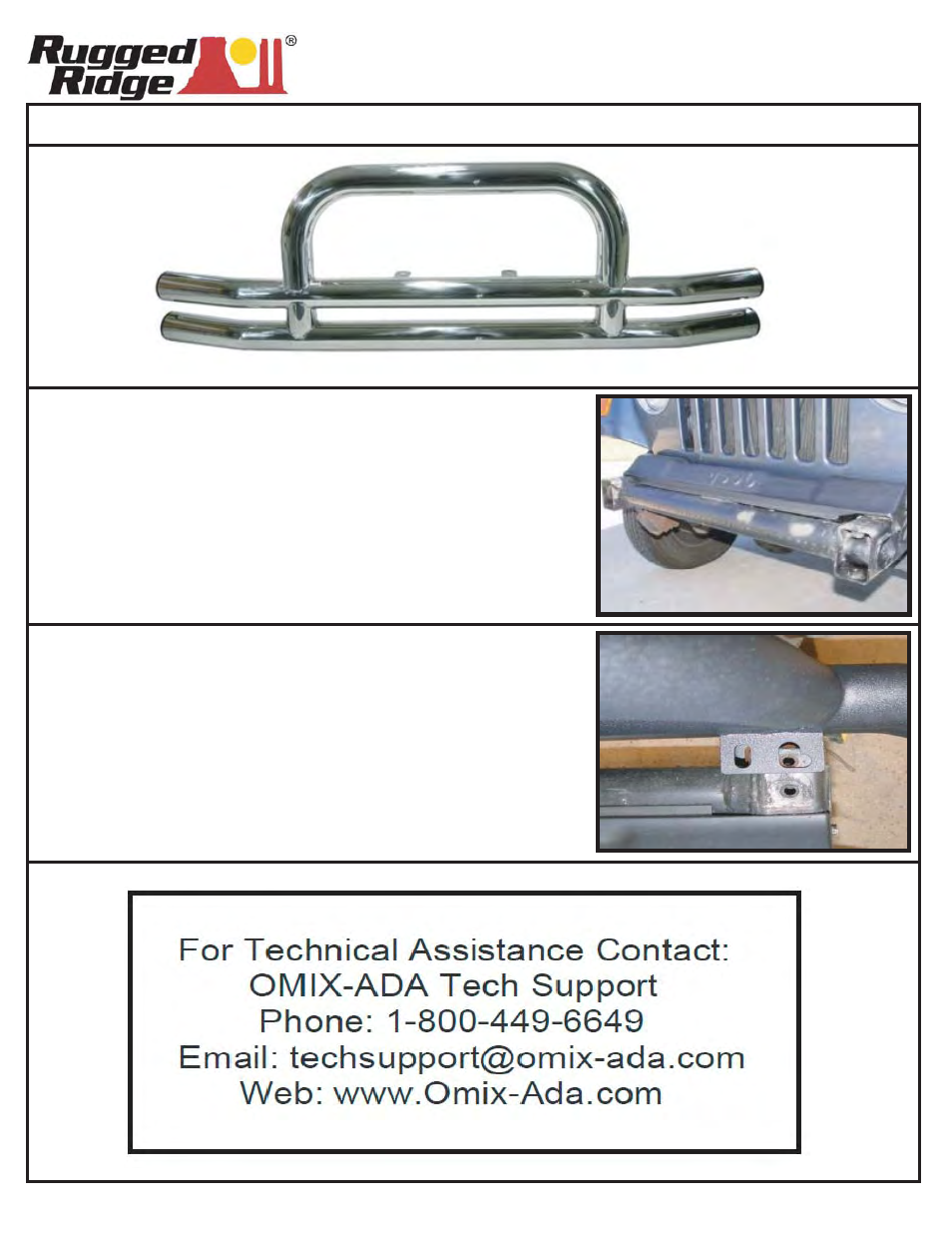 Rugged Ridge 3-Inch Stainless Steel Front Tube Bumper, 55-06 Jeep Models User Manual | 1 page