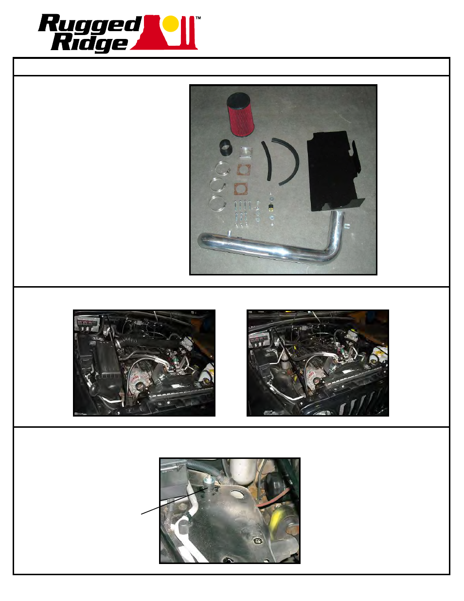 Rugged Ridge Cold Air Intake Kit, 4.0L, 97-06 Jeep Wrangler (TJ) User Manual | 4 pages