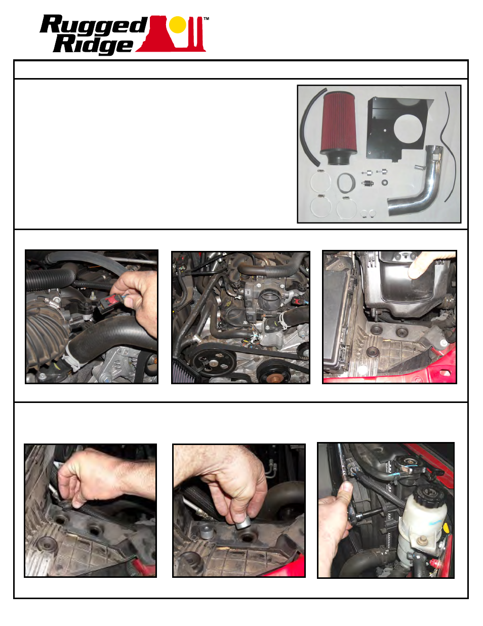 Rugged Ridge Cold Air Intake Kit, 3.8L, 07-11 Jeep Wrangler (JK) User Manual | 3 pages