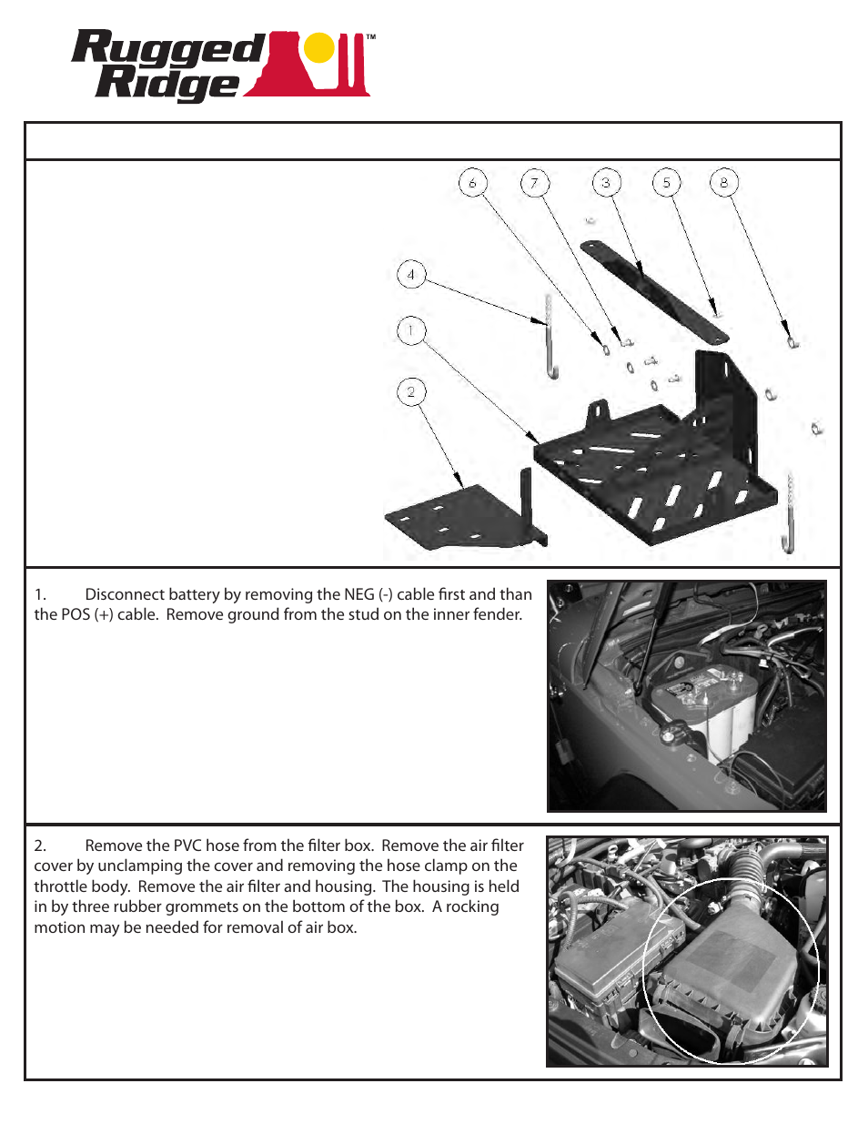 Rugged Ridge Dual Battery Tray, 07-11 Jeep Wrangler (JK) User Manual | 4 pages