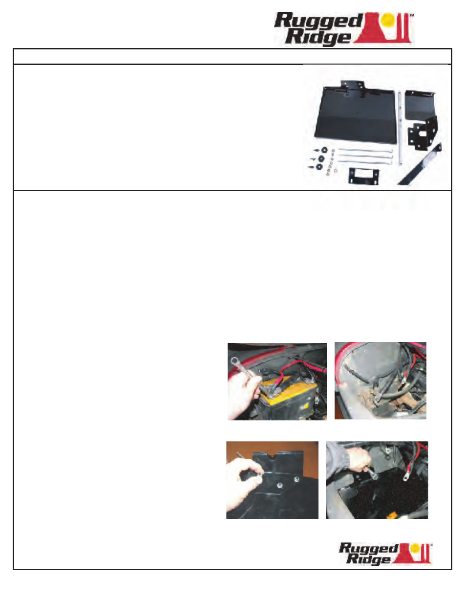 Rugged Ridge Dual Battery Tray, 70-90 Jeep CJ & Wrangler User Manual | 2 pages