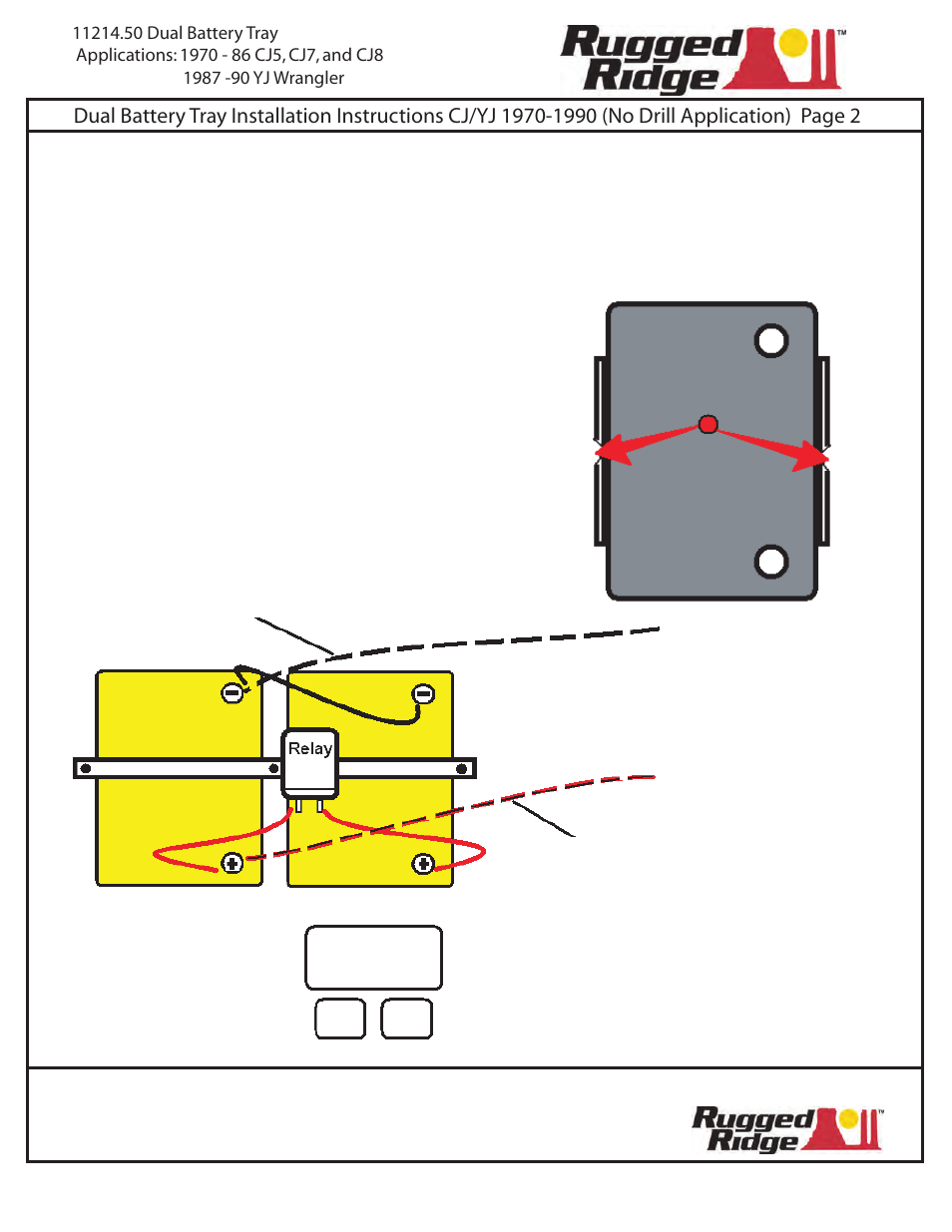 Rugged Ridge Dual Battery Tray, 70-90 Jeep CJ & Wrangler User Manual | Page 2 / 2