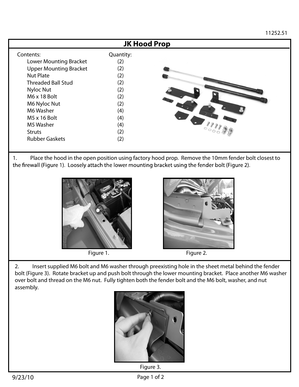 Rugged Ridge Hood Lift Kit, 07-14 Jeep Wrangler (JK) User Manual | 2 pages