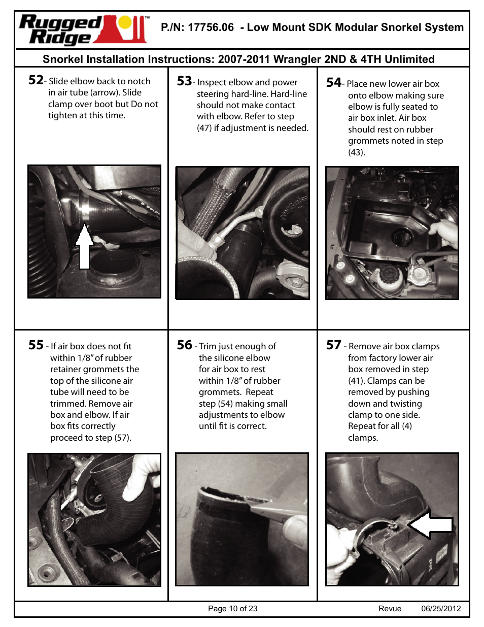 Rugged Ridge XHD Low Mount Snorkel Kit, 07-11 Jeep Wrangler (JK) User Manual | Page 10 / 23