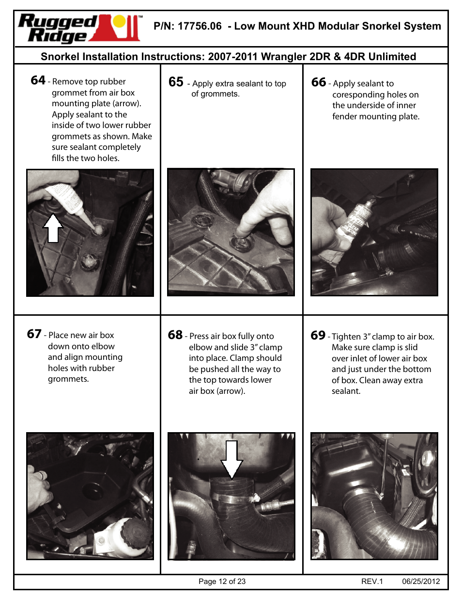 Rugged Ridge XHD Low Mount Snorkel Kit, 07-11 Jeep Wrangler (JK) User Manual | Page 12 / 23