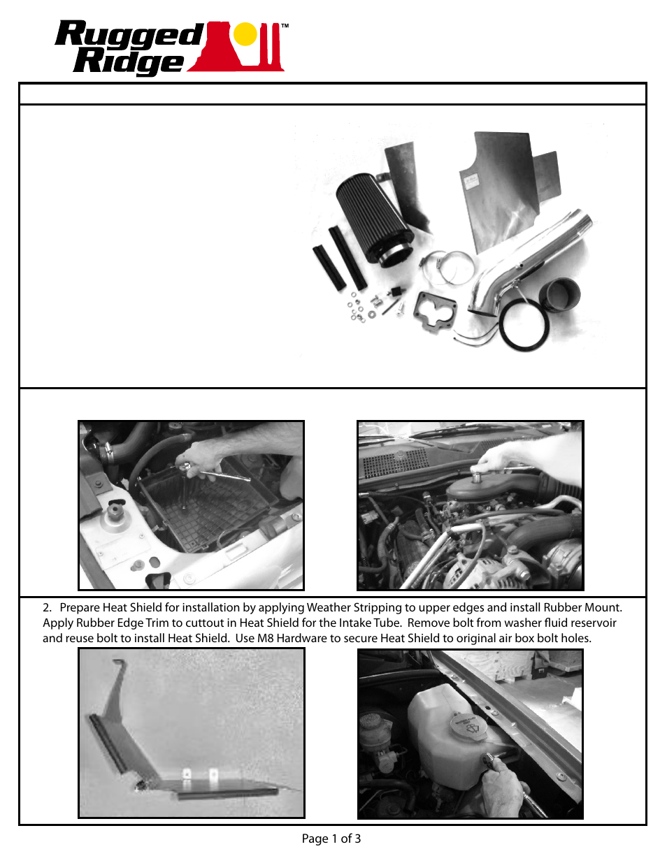 Rugged Ridge Cold Air Intake Kit, V8, 93-98 Jeep Grand Cherokee (ZJ) User Manual | 3 pages