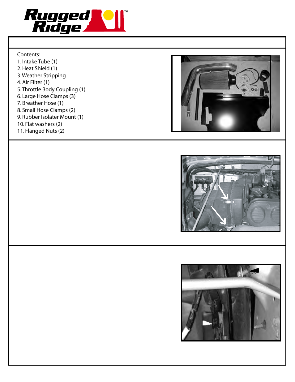 Rugged Ridge Cold Air Intake Kit, 2.4L, 03-06 Jeep Wrangler (TJ) User Manual | 2 pages