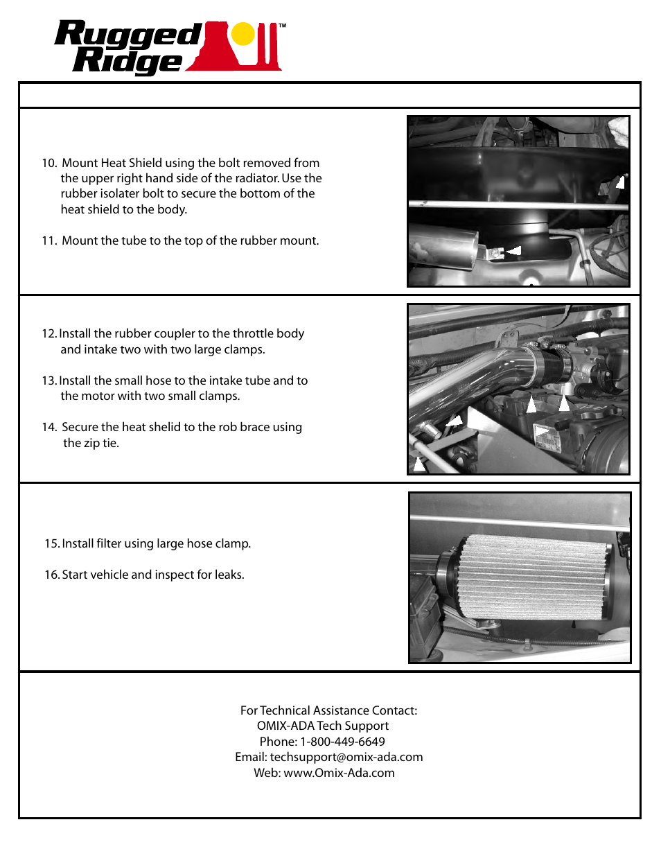 Rugged Ridge Cold Air Intake Kit, 2.4L, 03-06 Jeep Wrangler (TJ) User Manual | Page 2 / 2