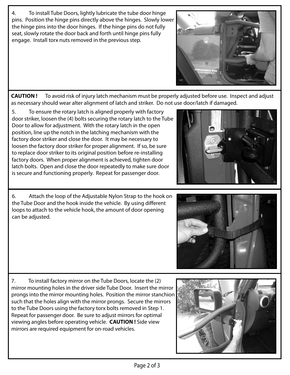 Rugged Ridge Front Tube Doors, Textured Black, 07-14 Jeep Wrangler (JK) User Manual | Page 2 / 3