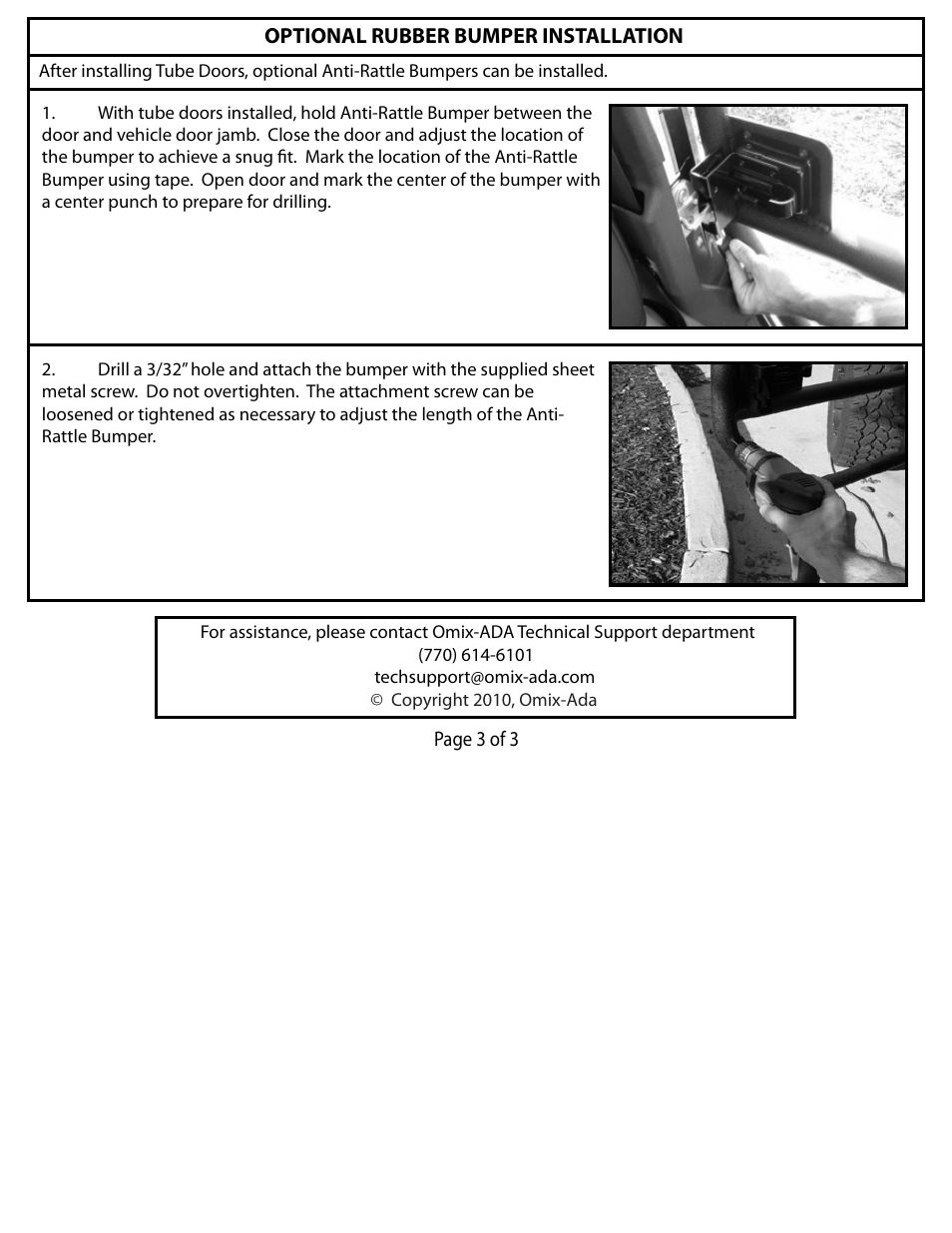 Rugged Ridge Front Tube Doors, Textured Black, 07-14 Jeep Wrangler (JK) User Manual | Page 3 / 3