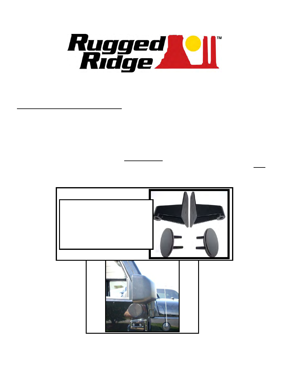 Rugged Ridge Mirror Relocation Brackets, Black, 07-14 Jeep Wrangler (JK) User Manual | 4 pages