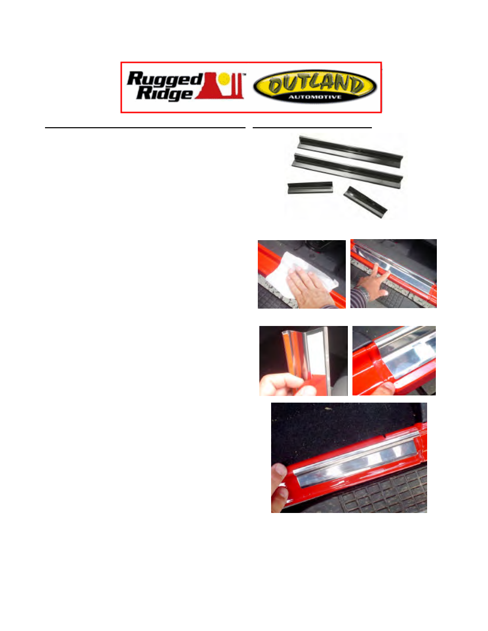 Rugged Ridge Door Entry Guard Set, Black, 07-14 Jeep Wrangler Unlimited User Manual | 2 pages