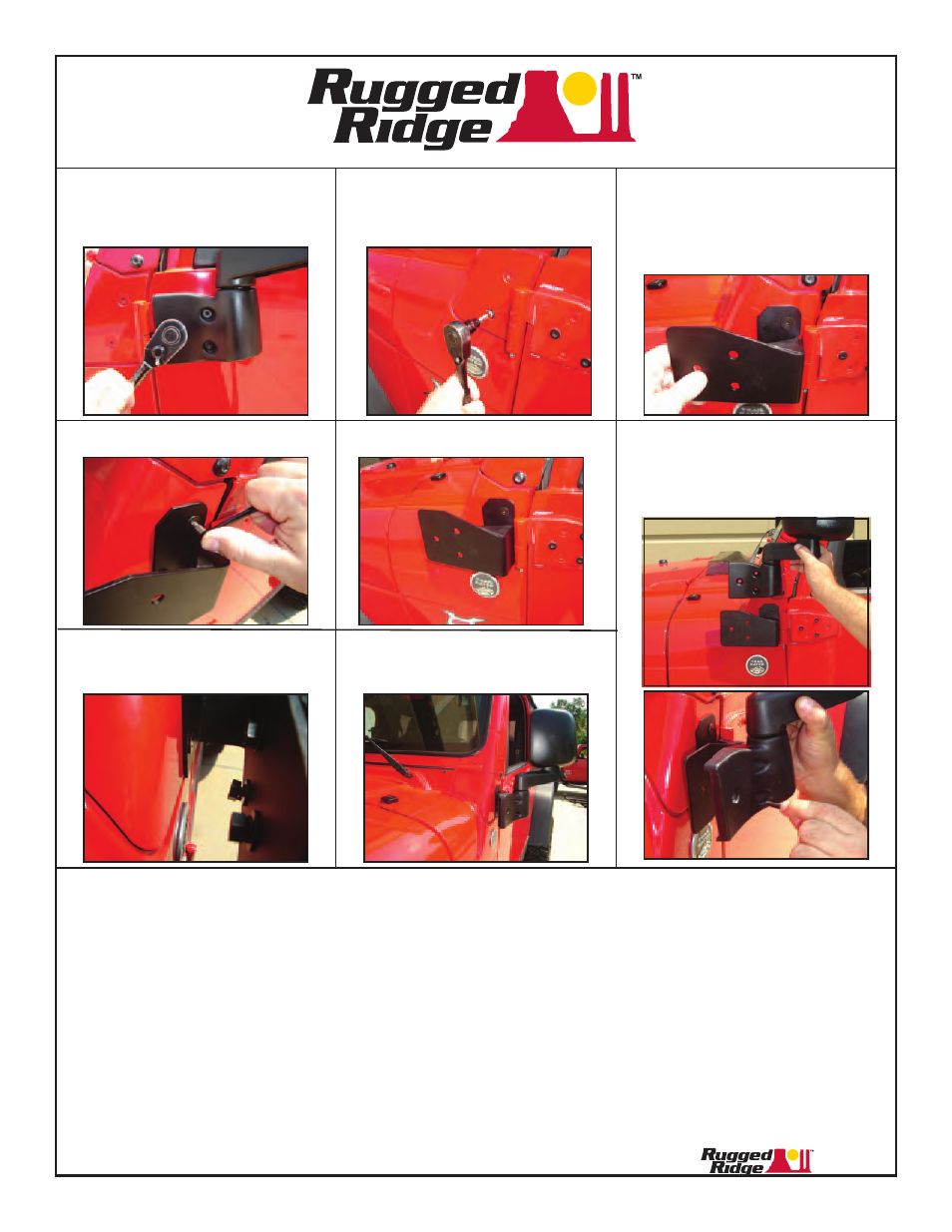 Rugged Ridge Mirror Relocation Brackets, Black, 03-06 Jeep Wrangler User Manual | 1 page