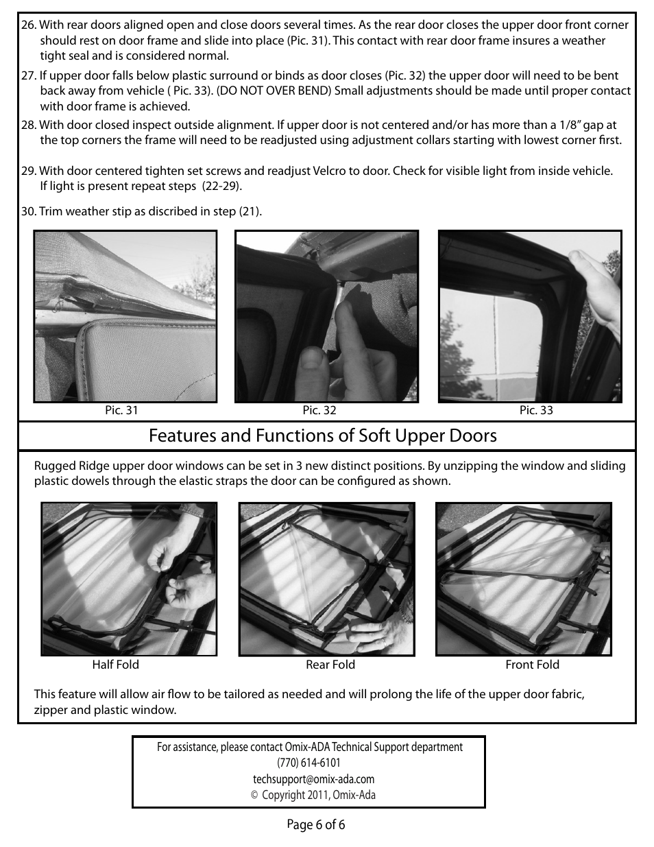 Features and functions of soft upper doors | Rugged Ridge Upper Door Kit, Rear, Black, 07-14 Jeep 4-Door Wrangler (JK) User Manual | Page 6 / 6